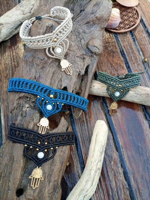 bracelet macramé couleurs hamsa
