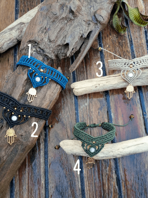 bracelet macramé couleurs hamsa