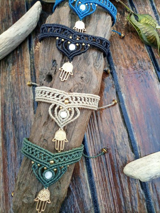 bracelet macramé couleurs hamsa