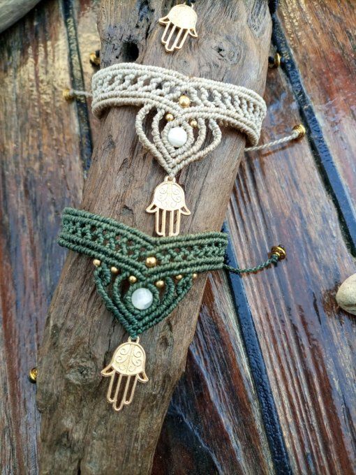 bracelet macramé couleurs hamsa