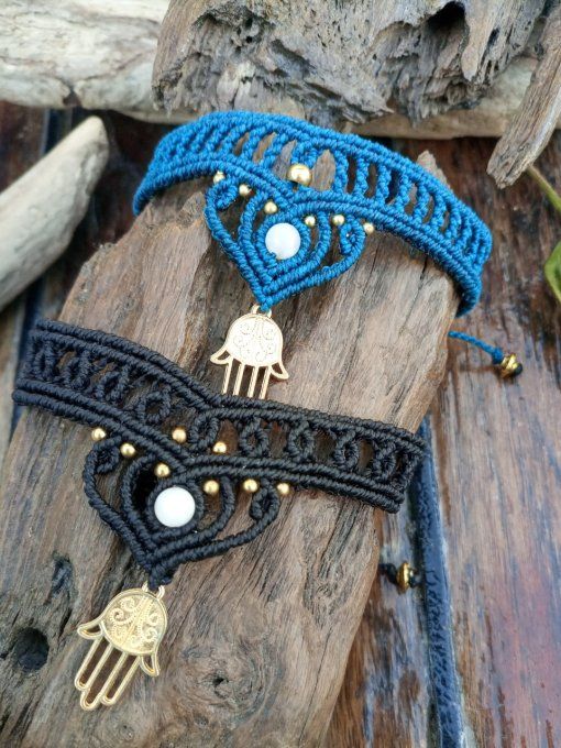 bracelet macramé couleurs hamsa