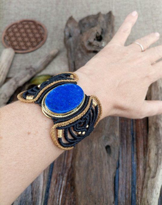 bracelet macramé lapis lazuli