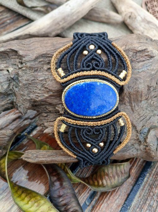 bracelet macramé lapis lazuli